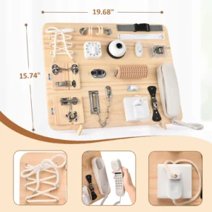 Large Montessori Busy Board for Toddlers - 21 in 1 Wooden Sensory Education Toys
