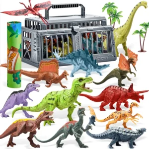 Joyfy 19 Piece Realistic Dinosaur Figurines with Activity Play Mat & Trees