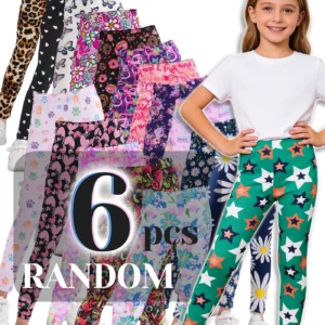 Random Print 6-Pack Girls Leggings