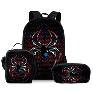 3-Piece Spider Pattern Backpack