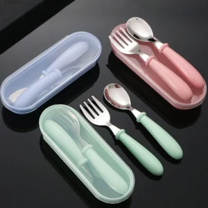 Baby/Toddler 3pcs Stainless Steel Spoon & Fork Set With Box