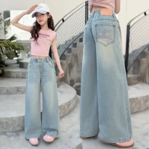 Girls Wide-Leg Denim Pants