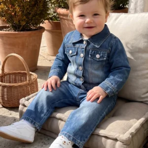 Jean Jacket & Elastic-waist Denim Jeans